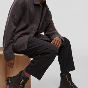 Mode of One Mens Long Sleeve Knit Trucker Jacket in Jet Grey XL